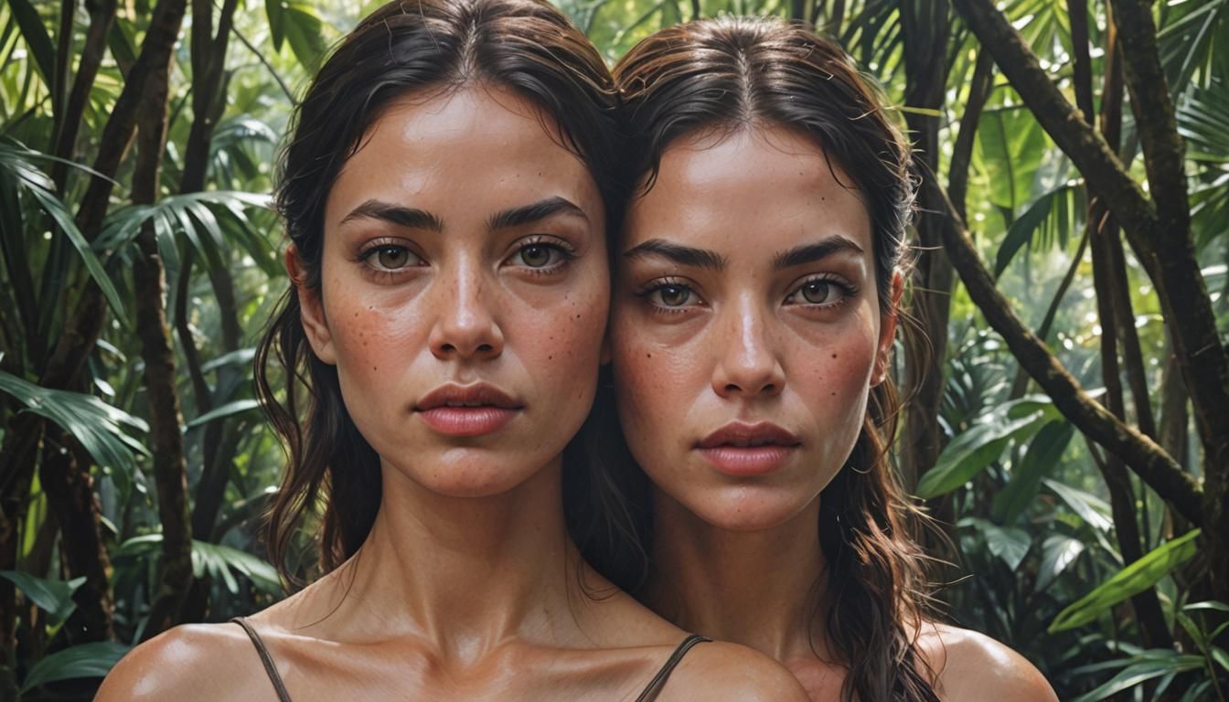 Hyperrealistic Woman Portrait in Tropical Forest