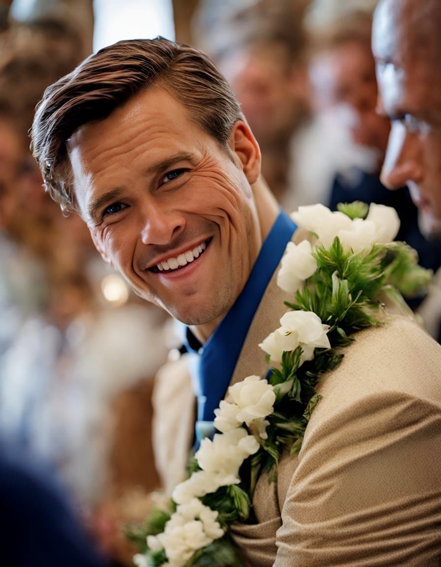 Joyful Groom Sees Bride Down Aisle in Stunning Gown