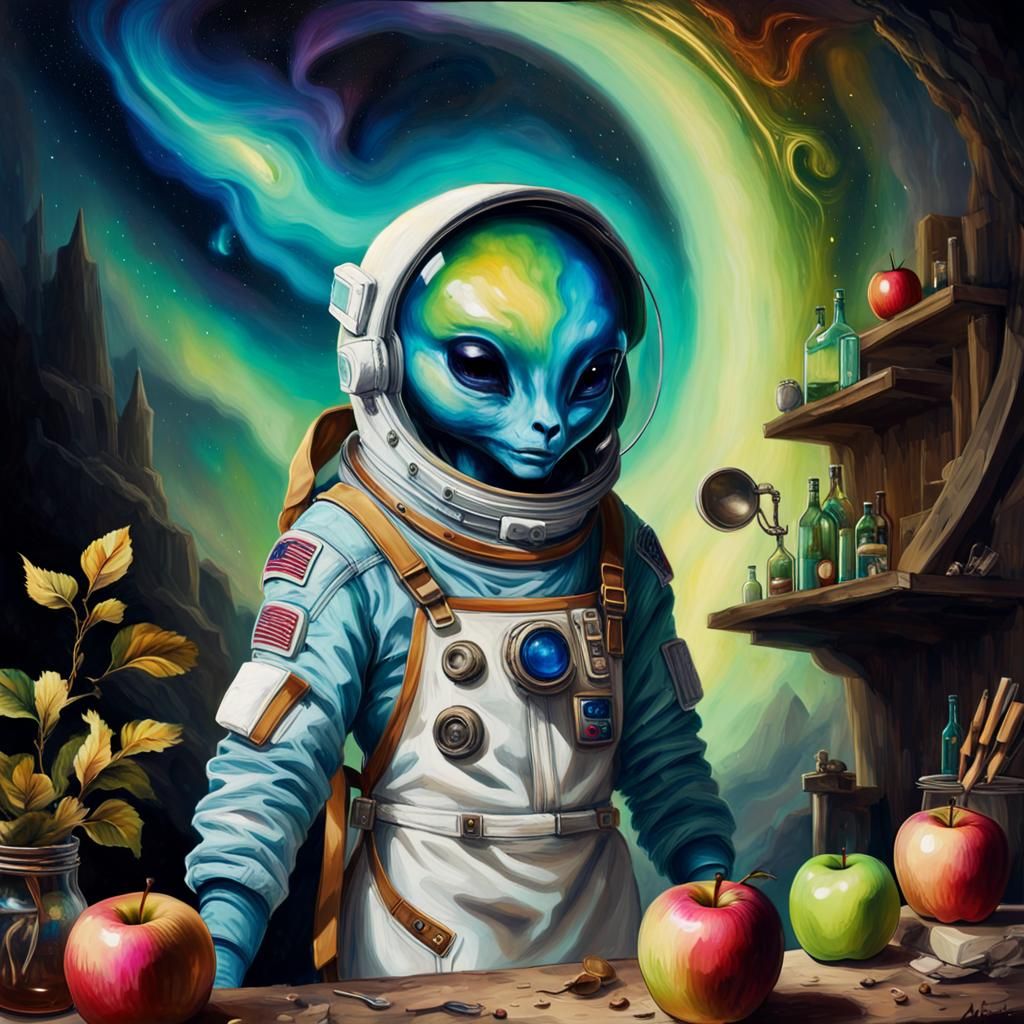 Astral Alien Astronaut in an Abstract Landscape