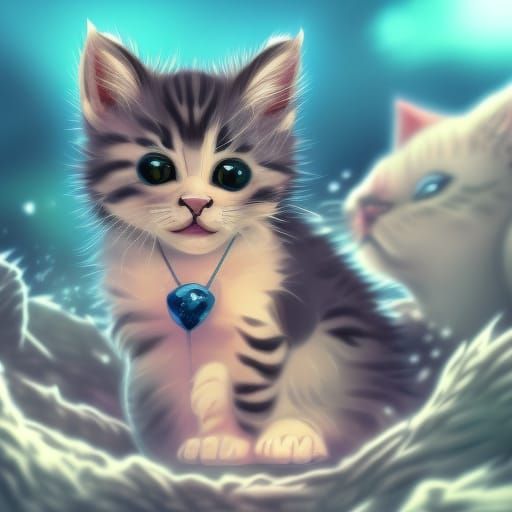 Cute Kitten Die-Cut Sticker in Anime Style