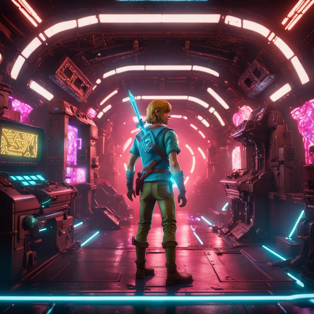 Link in Cyberpunk Time Machine: 3D Game Cinematic