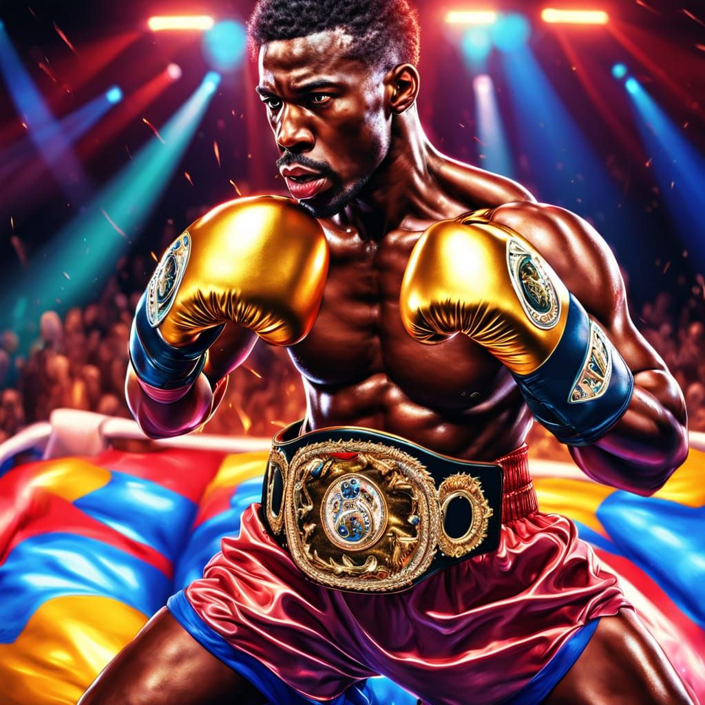Boxing Champion: Vivid Digital Art Portrait