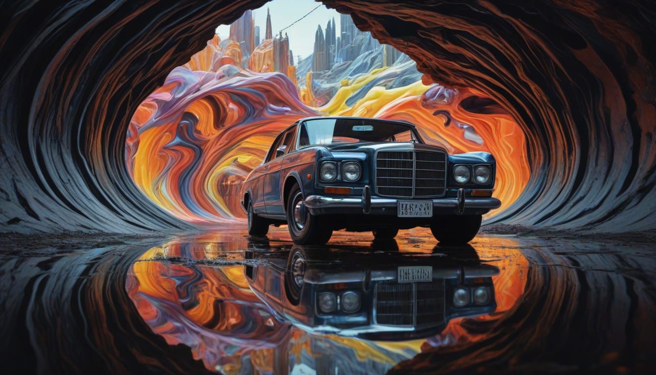 Surreal Vortex Tunnel in Psychedelic Colors with Escher-Like...