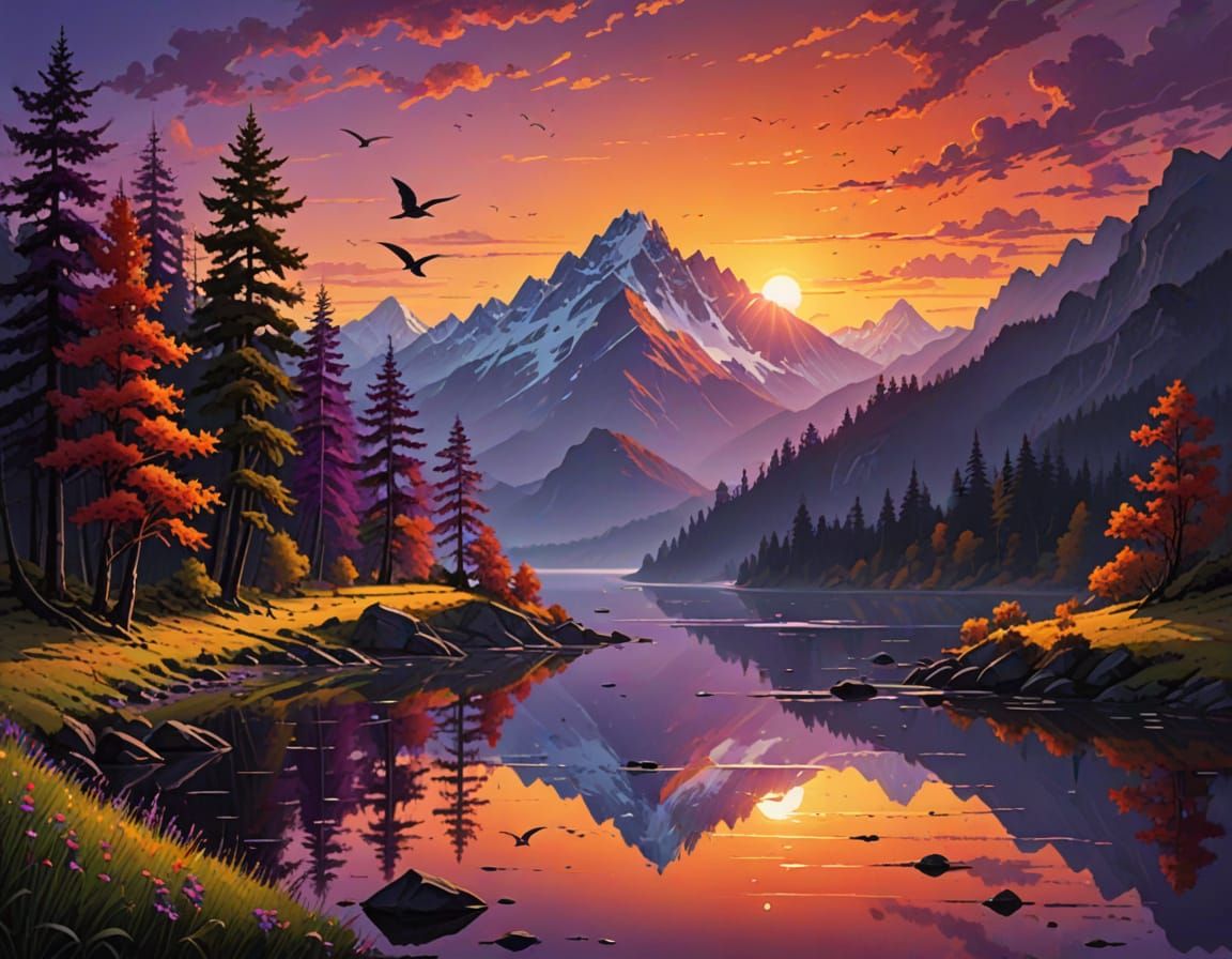 Surreal Sunset in Majestic Landscape