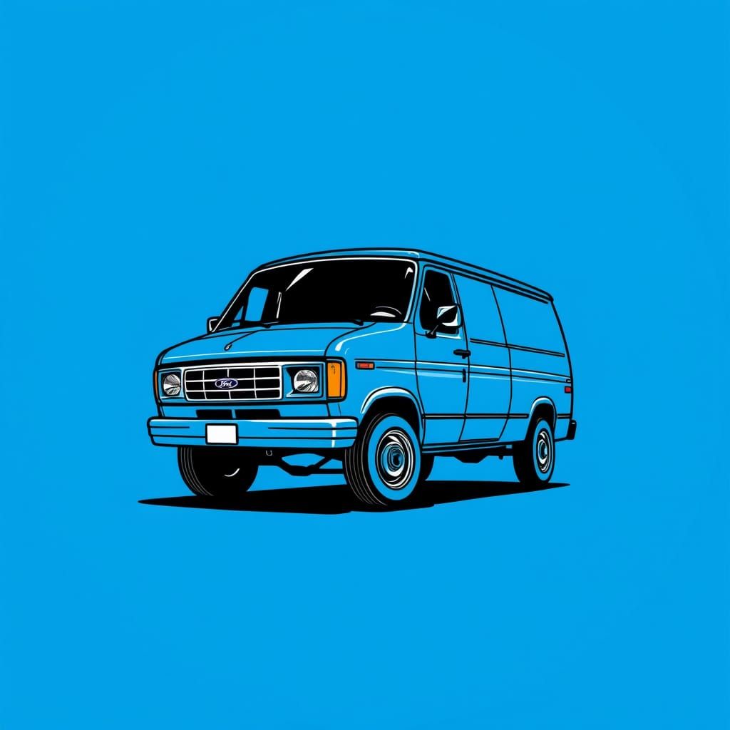 Ford Van on Blue, in Syd Mead Style