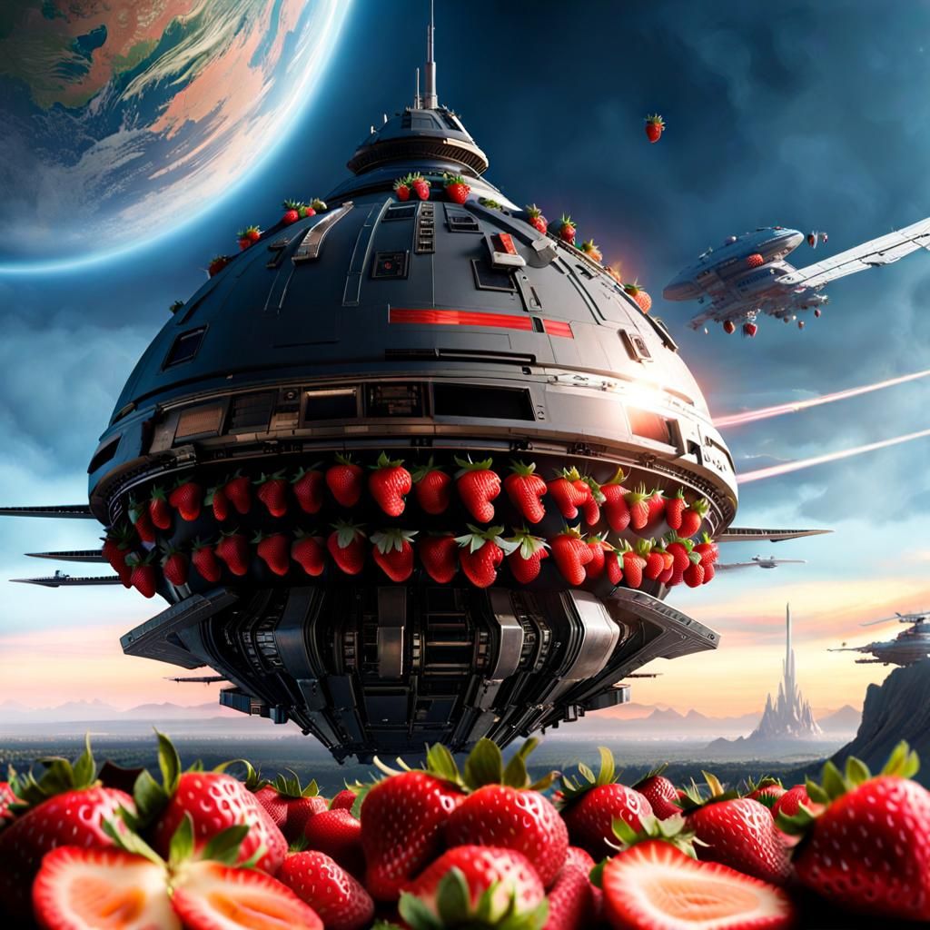 Strawberry Spaceship Delivery to Alien Planet