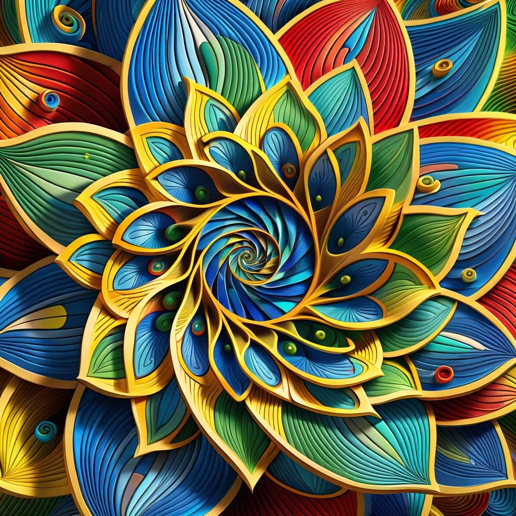 Psychedelic 3D Mathematical Animal Illustration in Vector Ar...