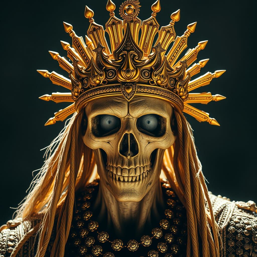 Undead King with Golden Crown in Photorealistic 8k