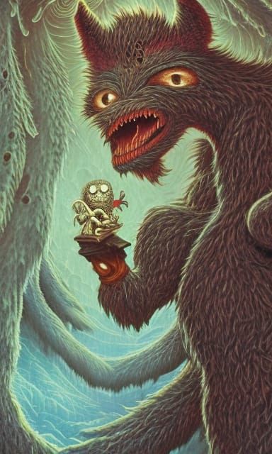 Pineal Gland Monster Concept Art in Dark Horror Style