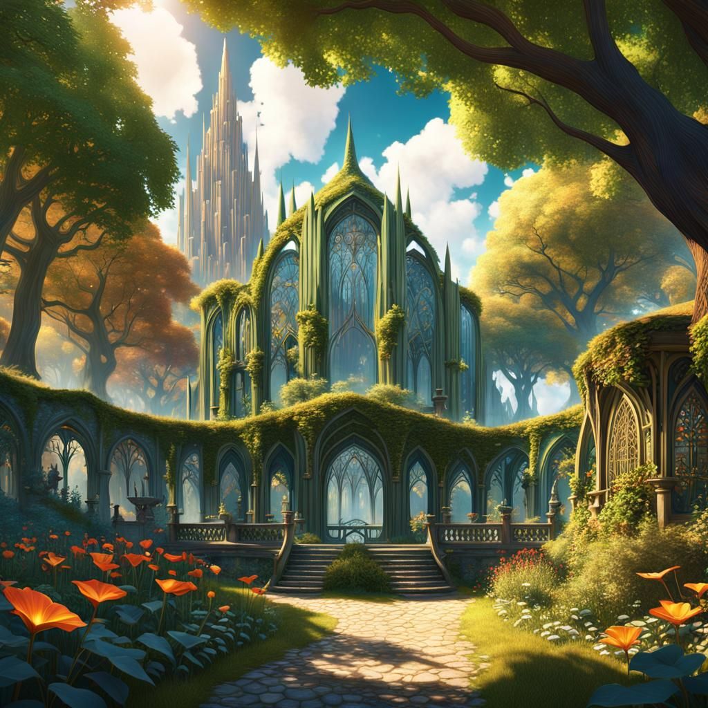 Art Nouveau Elven City in the Trees