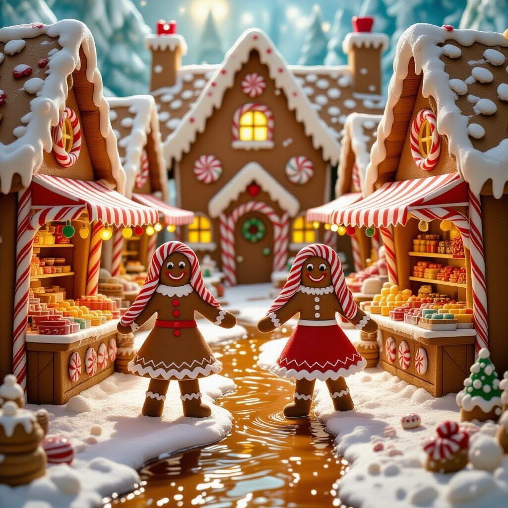 Gingerbread Women in Candy Cane Market