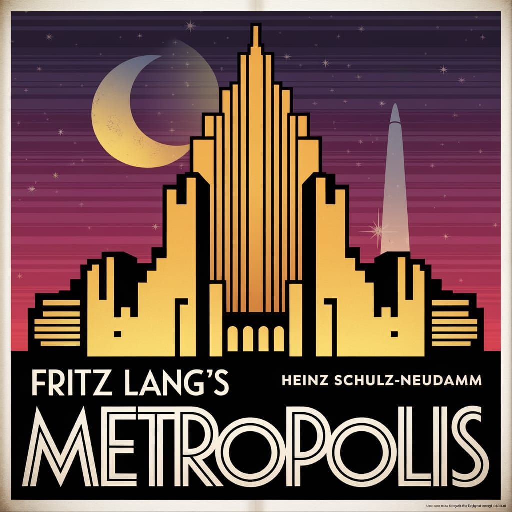 Retro Art Deco Metropolis Movie Poster