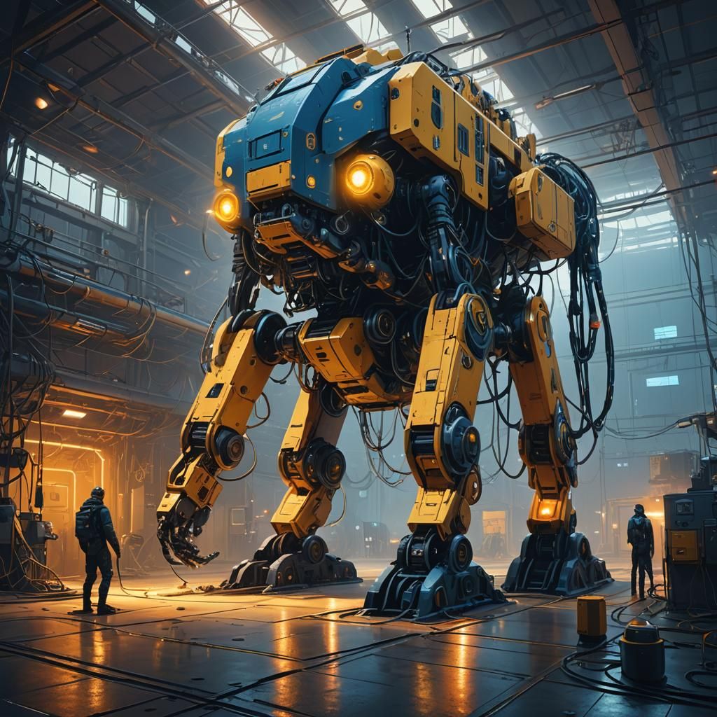 Futuristic Robotic Support System in Golden Hues
