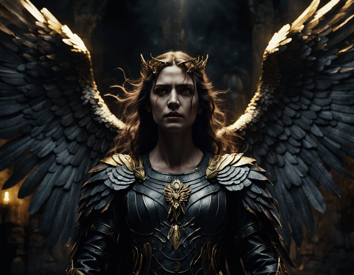 Archangel Surrounded by Darkness Souls in Gothic Style