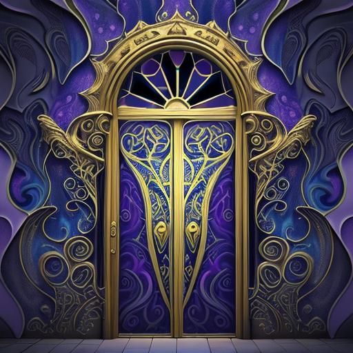 Lapis Lazuli Castle Doors in Abstract Fractal Style