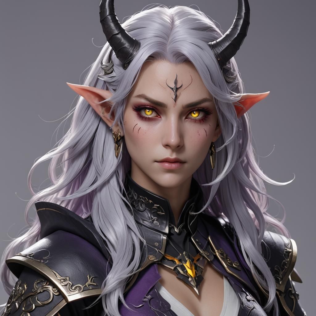 Anime Style Tiefling Rogue with Piercings