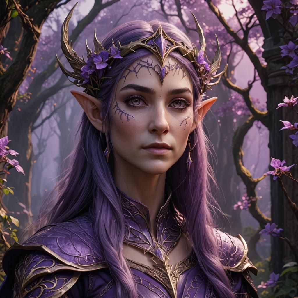 Elven Portrait in Purple Tones