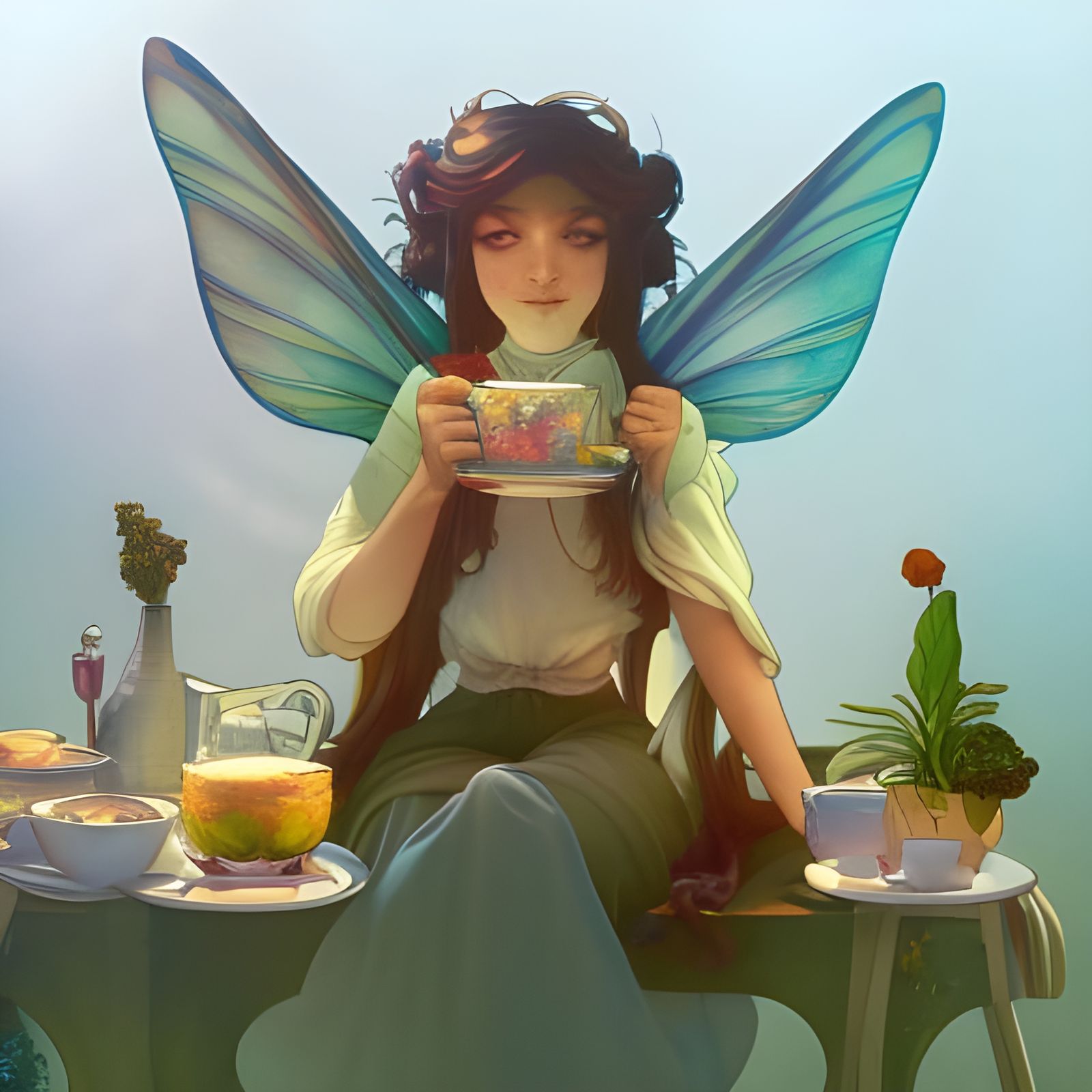 Whimsical Rabbit Breakfast in Fairy Wonderland