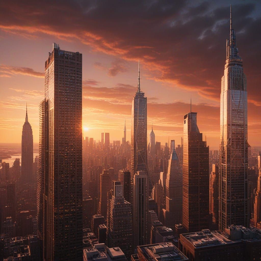 New York City on Mars in Golden Hour