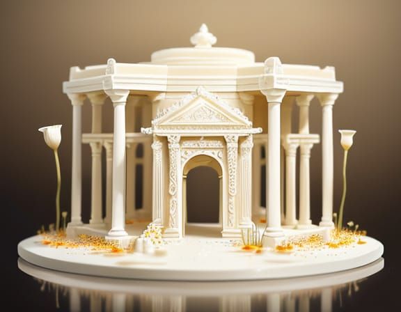 White Chocolate Grecian Temple in Poppy Field