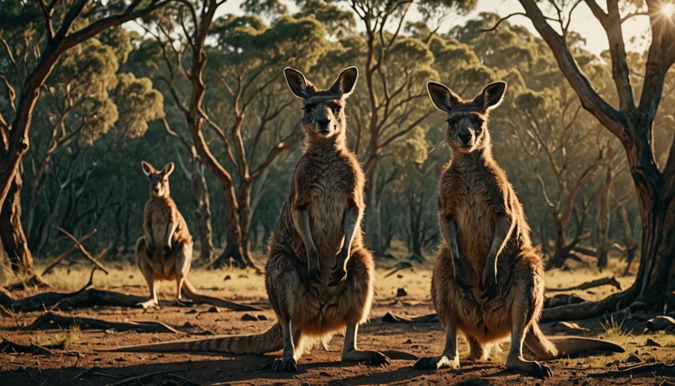 Kangaroos in Cinematic Film Still