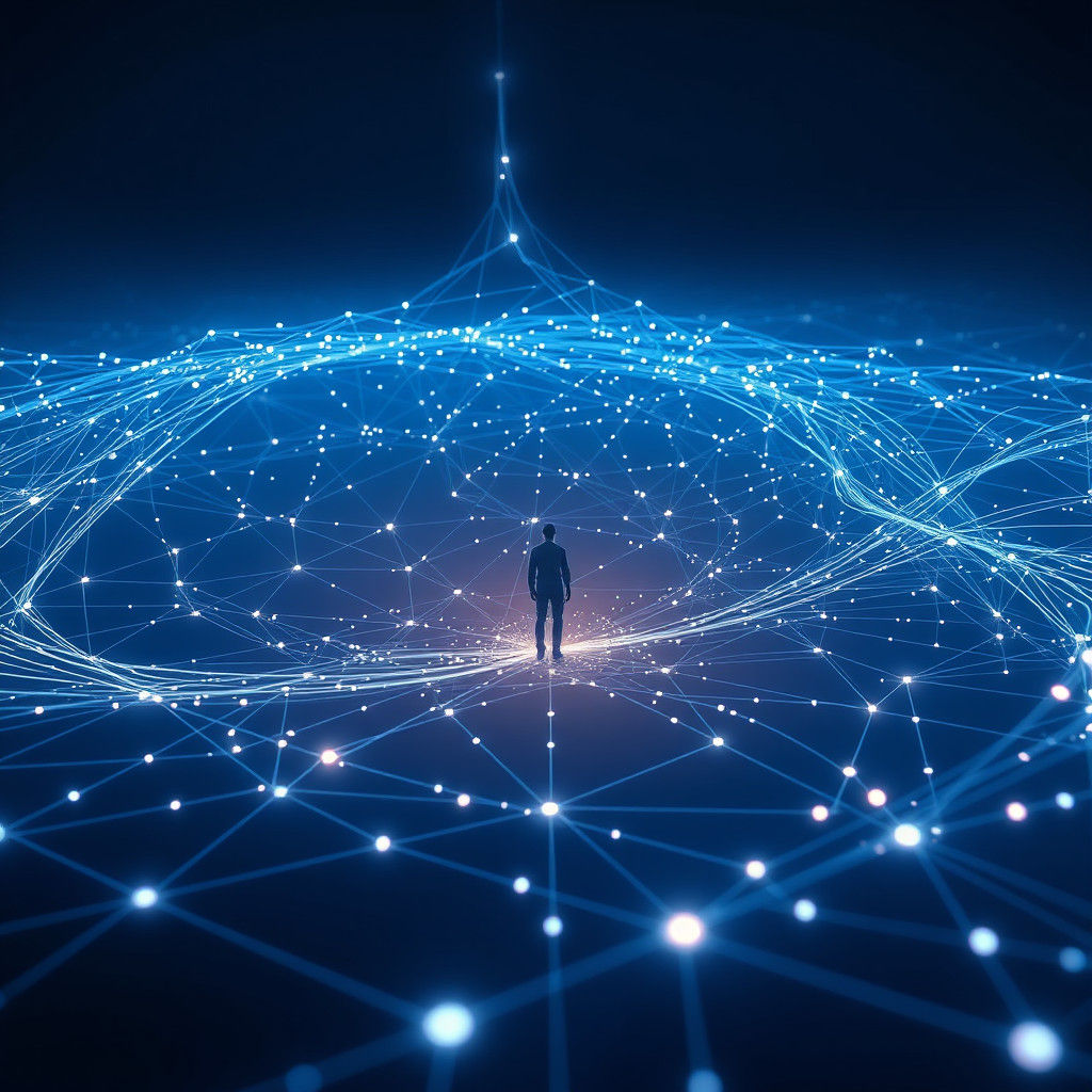 Cosmic Circuit of Glowing Fibers and Shimmering Dots