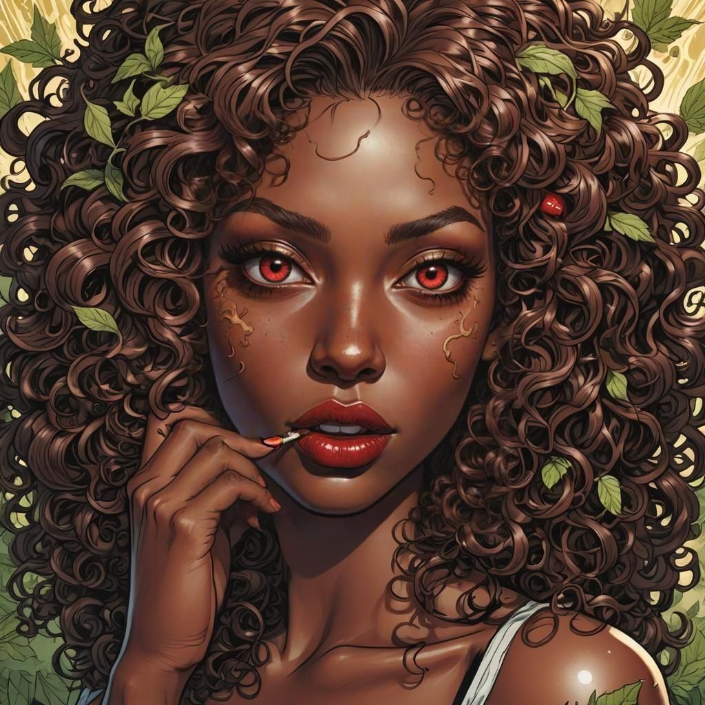 Stoner Girl Portrait in Comic Book Art Style