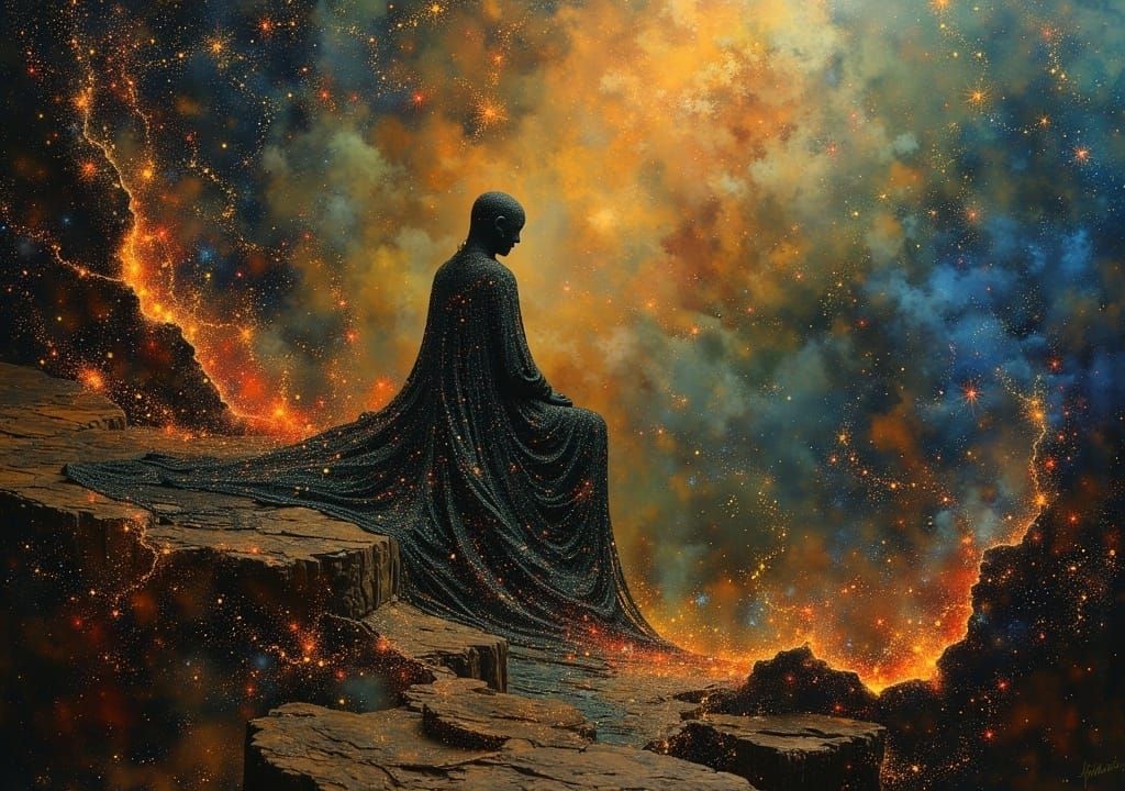 Brilliant Stars in Dark Oil Paint Style