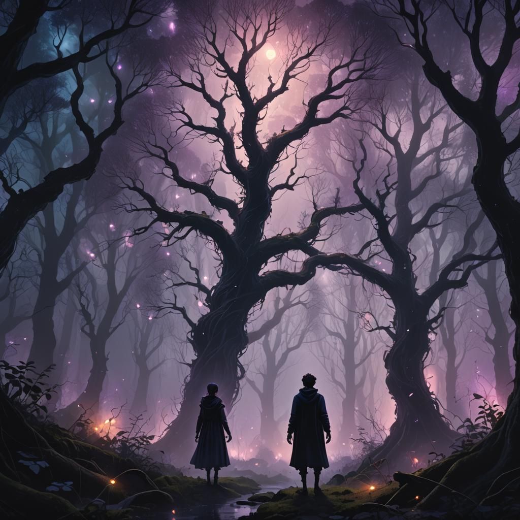 Mystical Figure in Dark Fantasy Forest