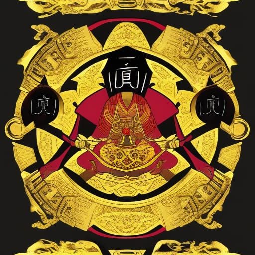 Golden Samurai with Dragon Aura