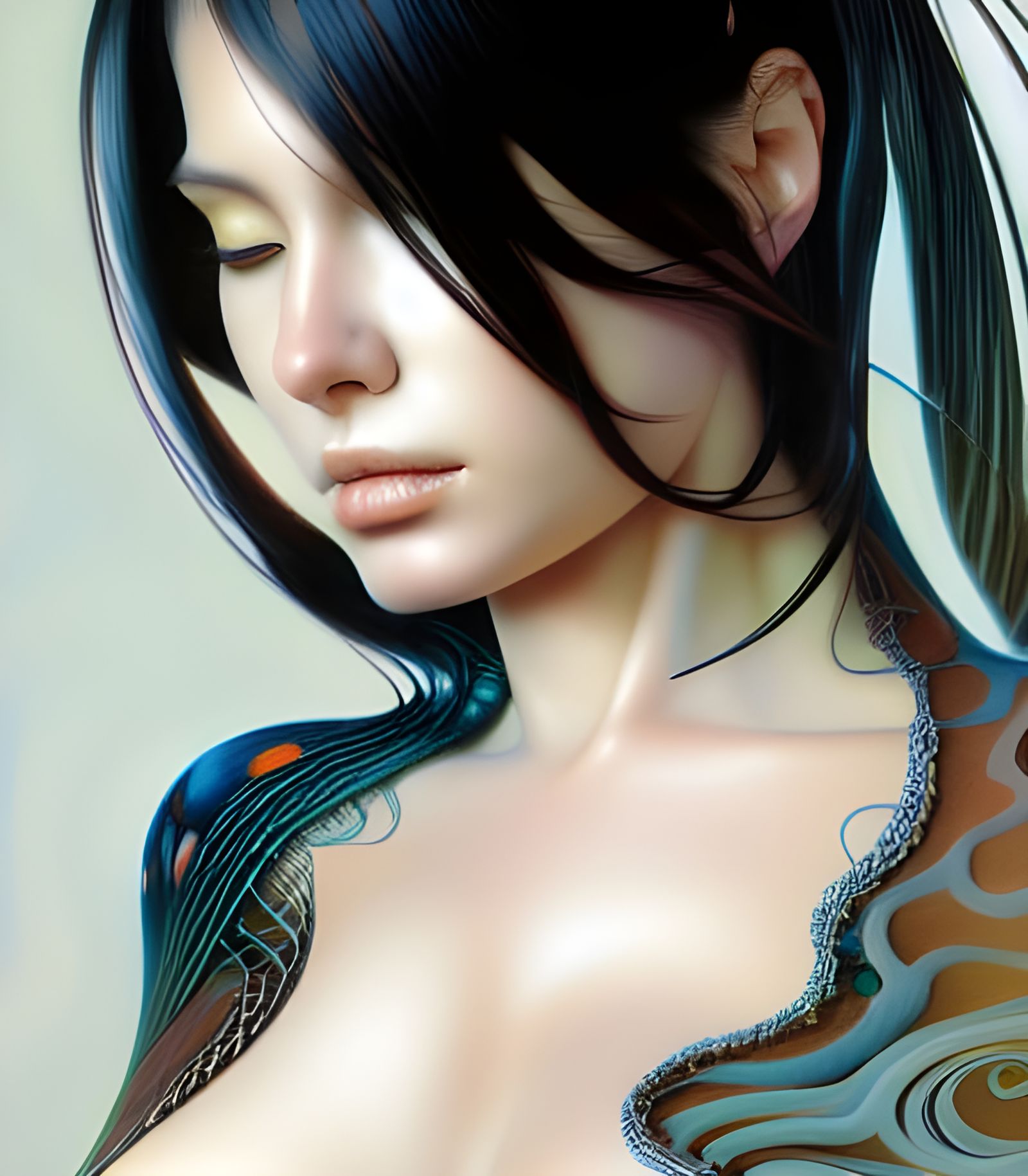 Curvy Woman in Moonscape, Digital Illustration