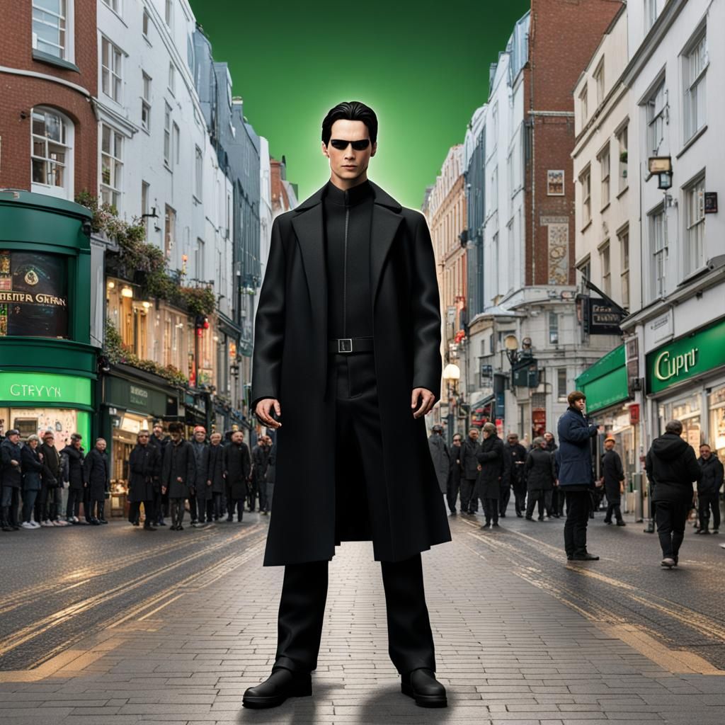 Neo from The Matrix on Dublin's Grafton Street