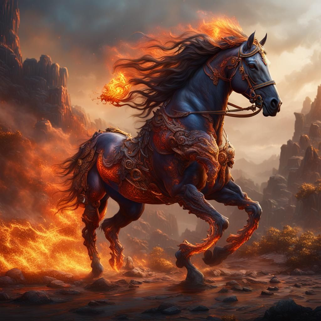 Fantastical Fire Horse Concept Art
