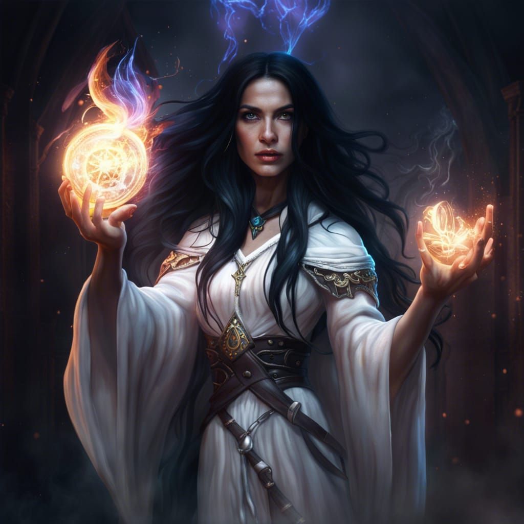 Female Sorcerer Casting Magic: Fantasy Concept Art