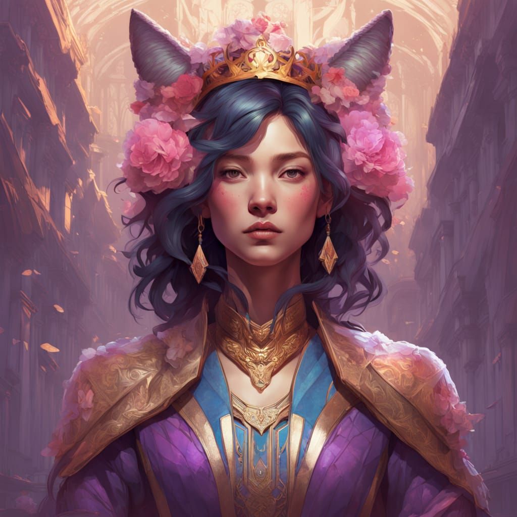 Asian Cat Goddess Portrait with Dynamic Lighting