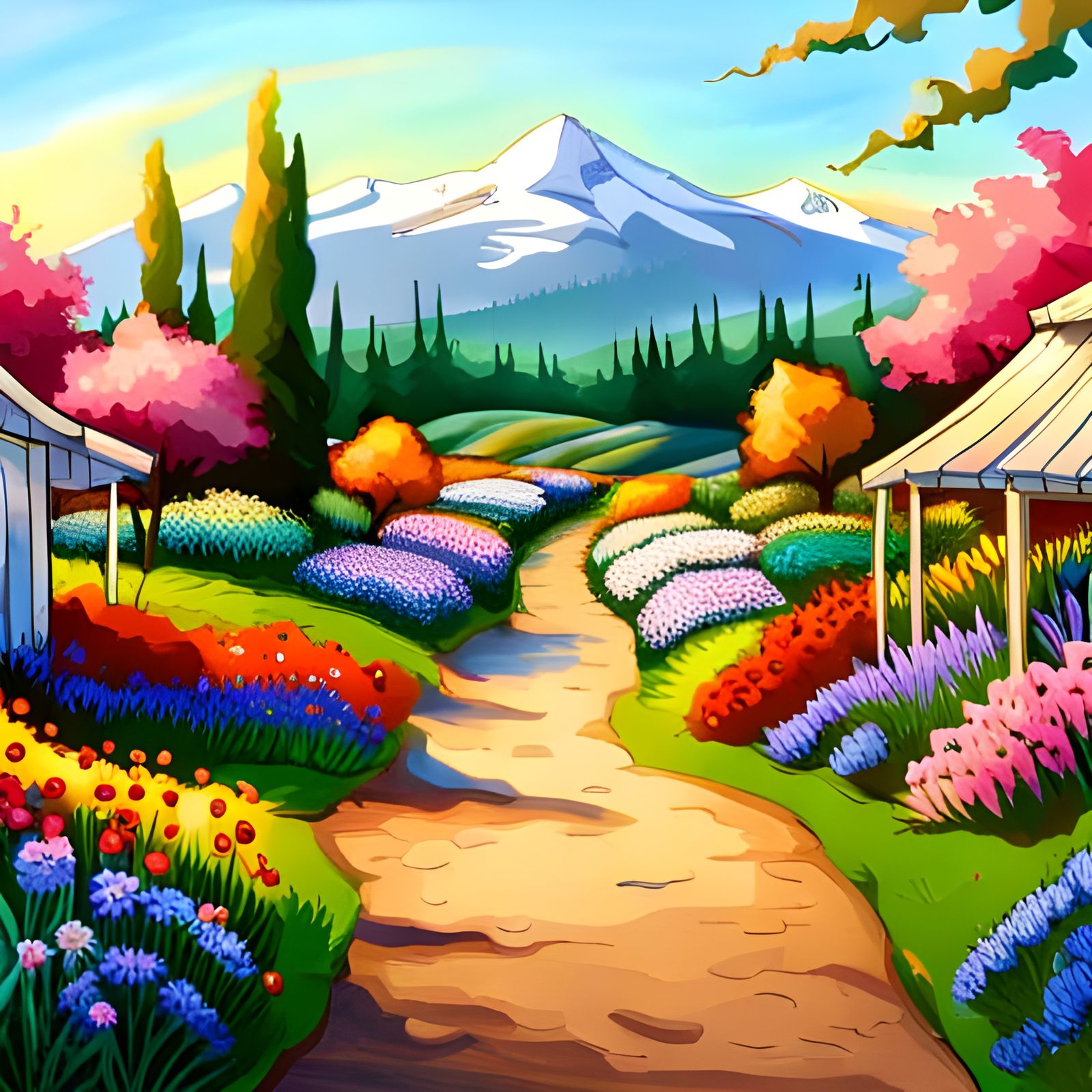 Sign Reads "Mormookiee" in Flower Garden