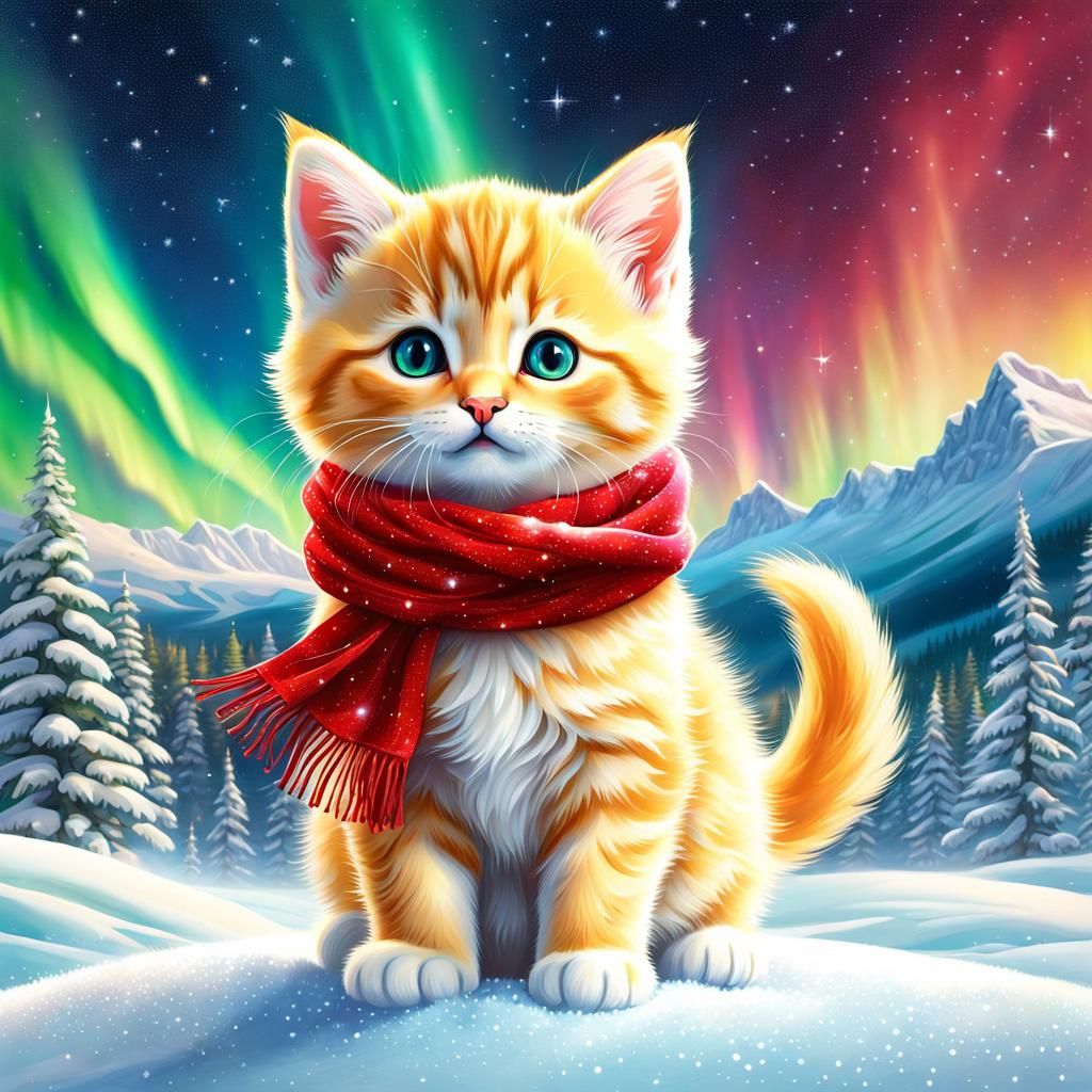 Adorable Kitten 🐈 Winter Ready!❄️
