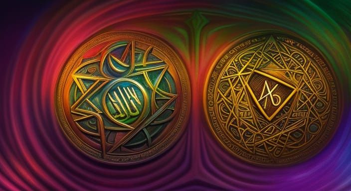Ethereal Runes and Amulets in Fantasy Art Style