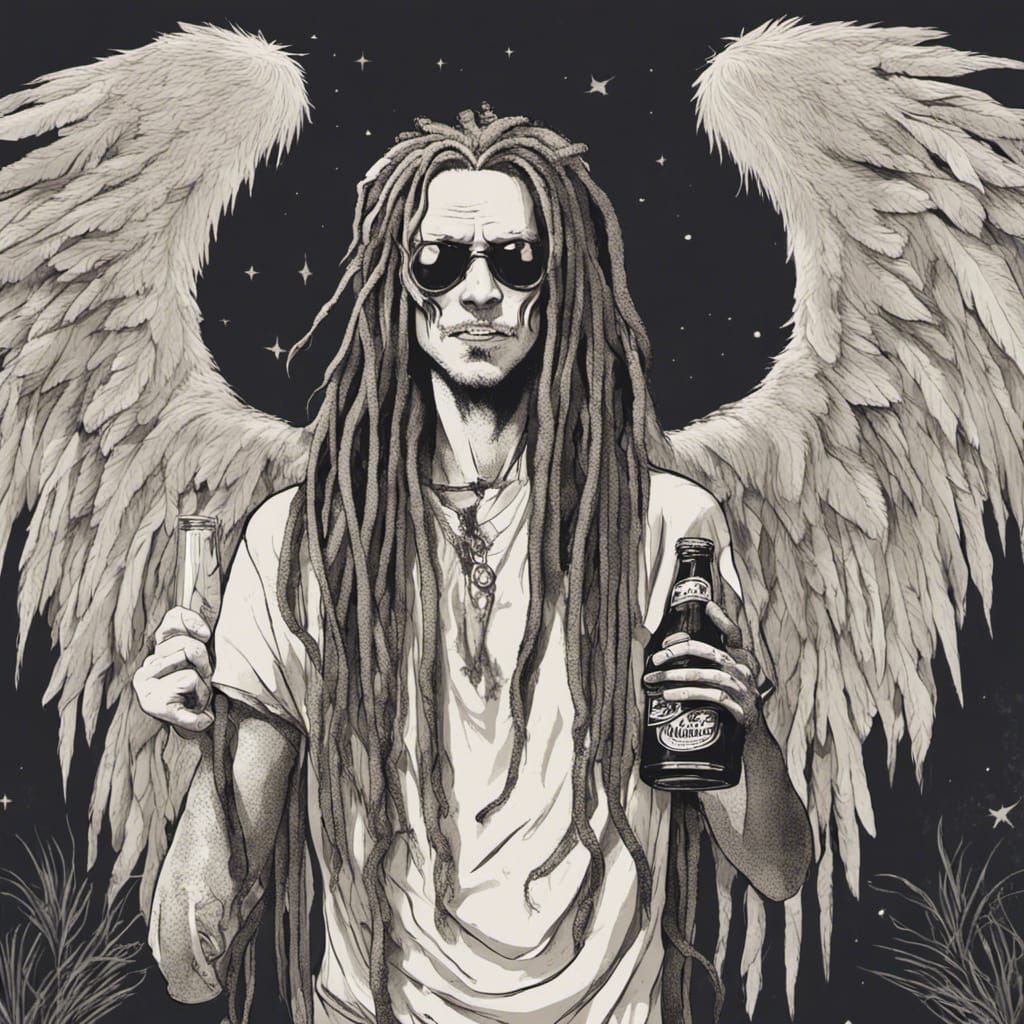 Angel of Death on Holiday with Beer