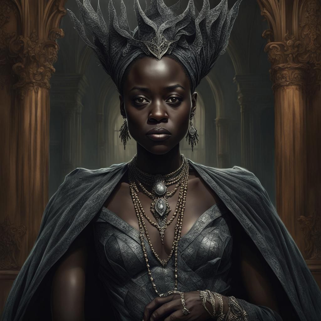 Dark Witch Queen Portrait in Horror Style