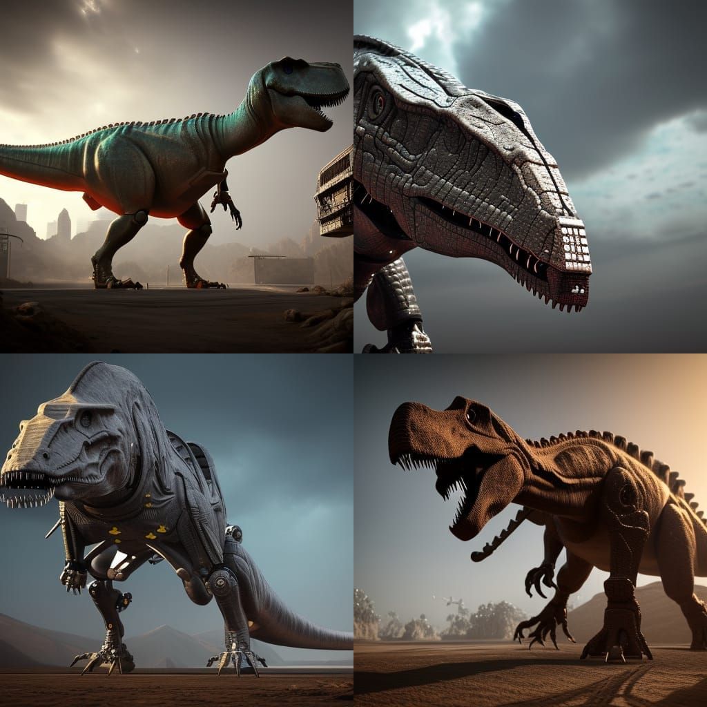 Futuristic Mecha Dinosaur in Sci-Fi Style