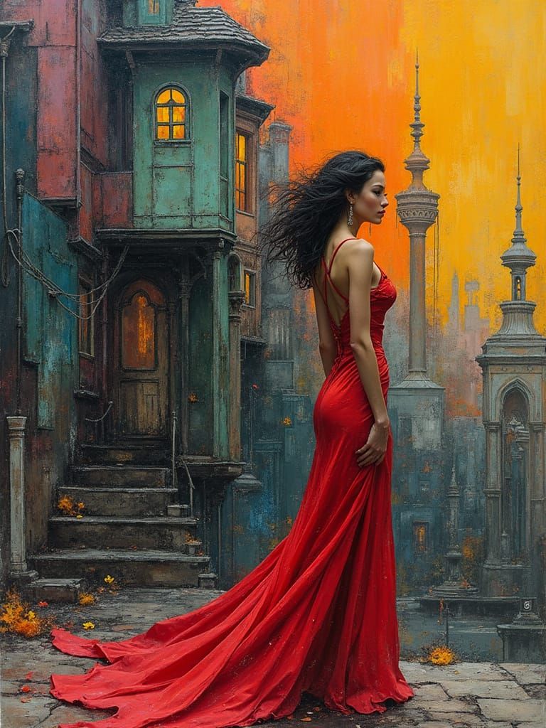 Woman in red