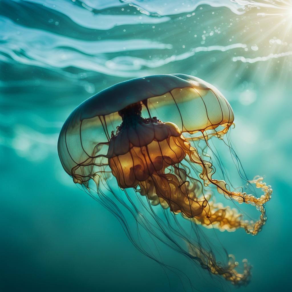 Dramatic Portuguese Man o' War in Golden Light