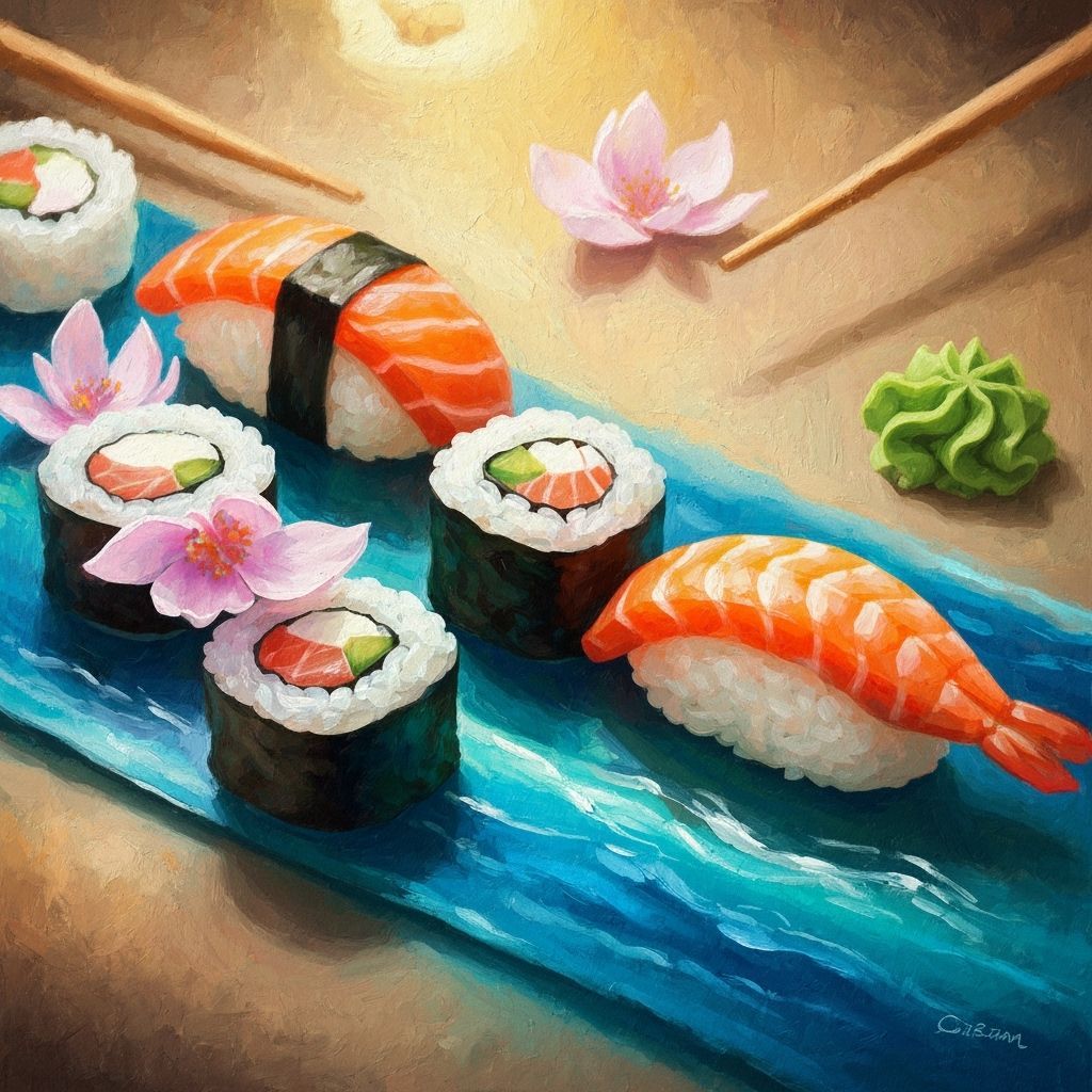 Impressionist Sushi Dreamscape with Flowing Colors