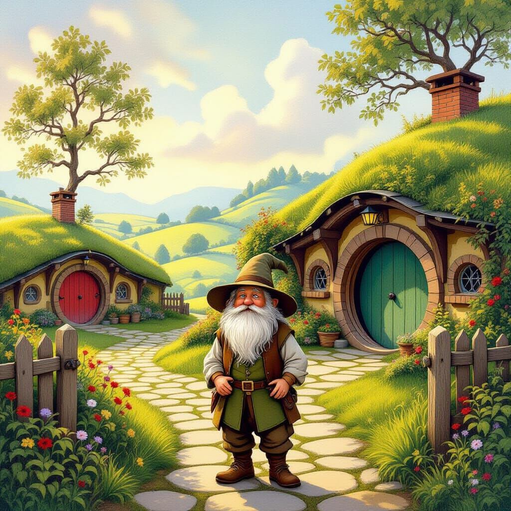 Hobbit in Picturesque Hobbiton Village