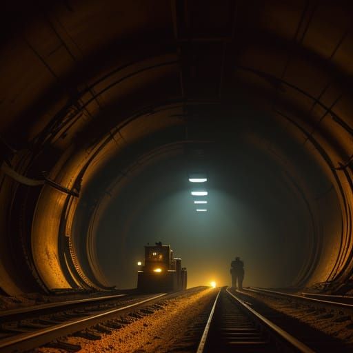 Miners Excavating Gold Ore with Chiaroscuro Lighting