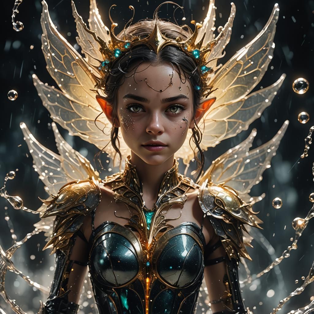 Glowing Pixie Queen Hybrid in Liquid Background