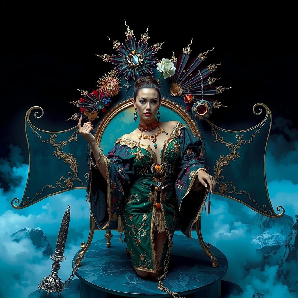 Elegant Woman in Vibrant, Maximalist Setting