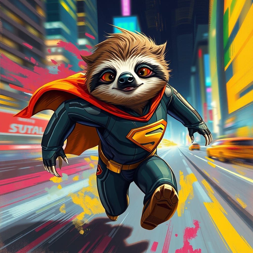 Superhero Sloth Blurs Past at Light Speed