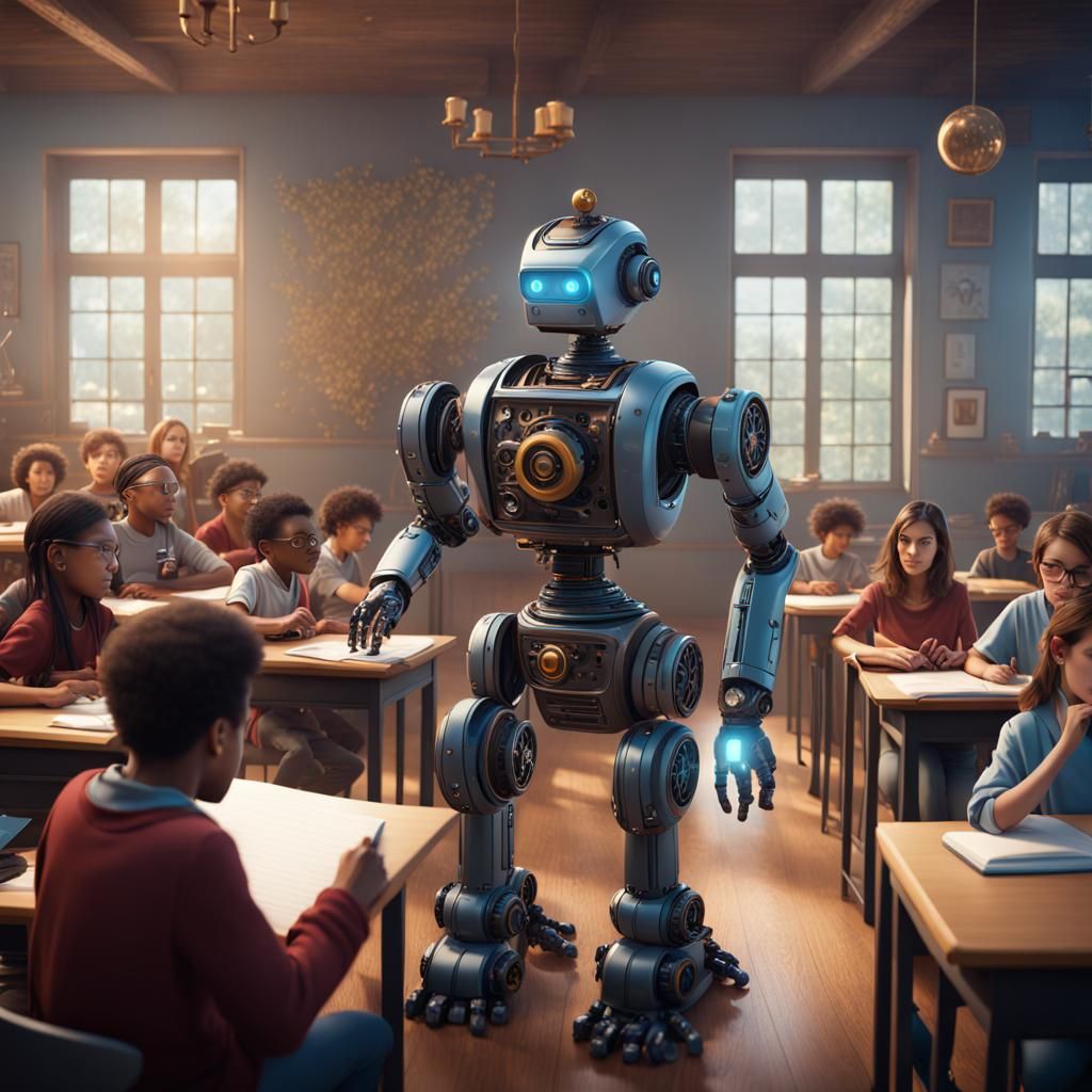 Robot Teacher in Fantasy Concept Art Style